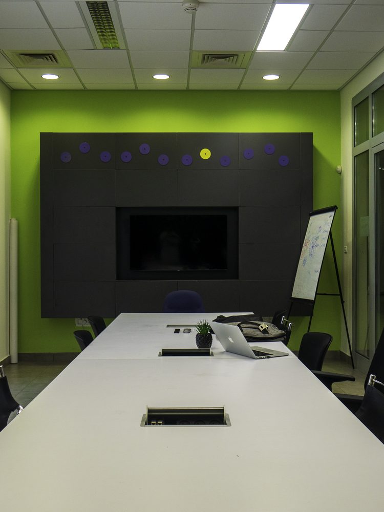 Modern corporate meeting room set up for a conference