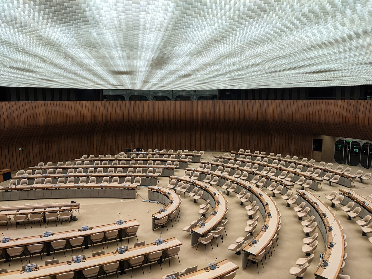 Large formal conference hall set up for a MICE event